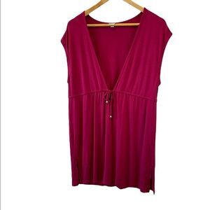 MERONA Cranberry Deep V Lightweight Short Sleeve Tunic Top L